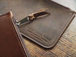 Custom Logo Leather Zipper Pouch