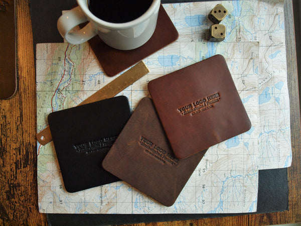 Custom Logo Leather Coasters
