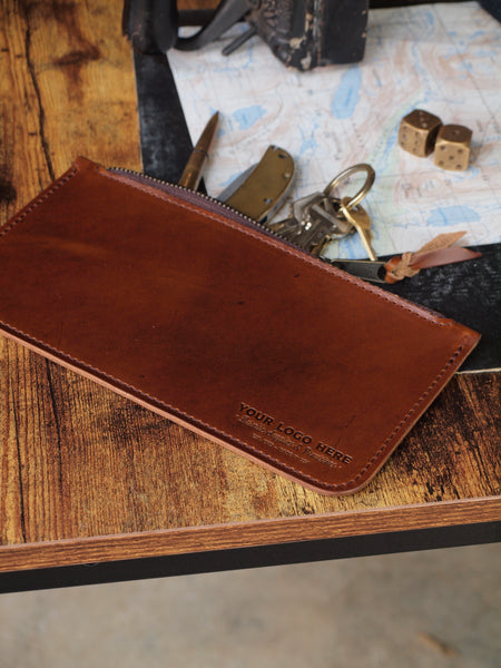 Custom Logo Leather Zipper Pouch