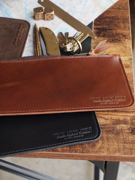 Custom Logo Leather Zipper Pouch