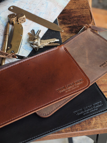 Custom Logo Leather Zipper Pouch