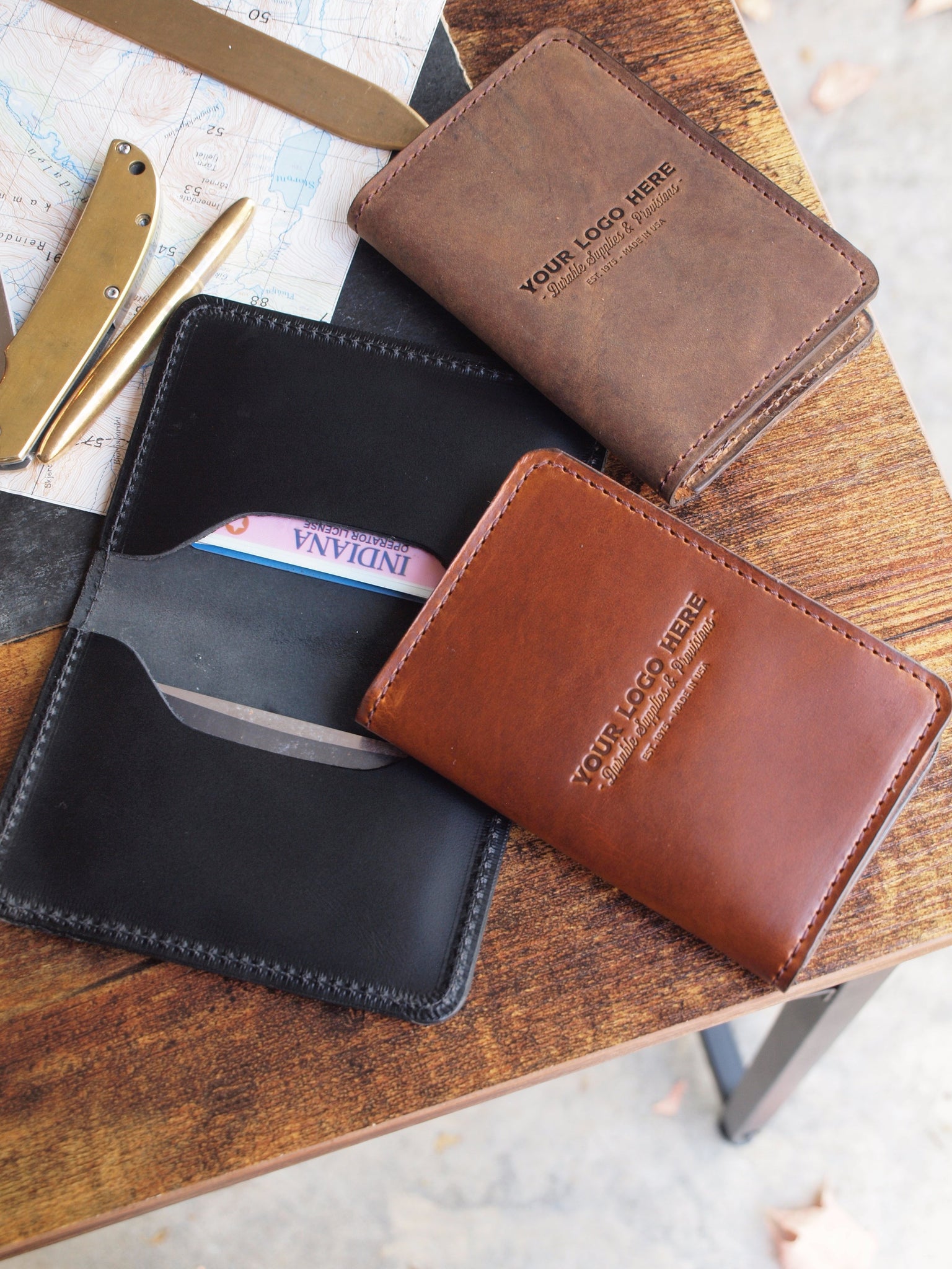 Custom Logo Leather Card Wallet – LM Leather Goods