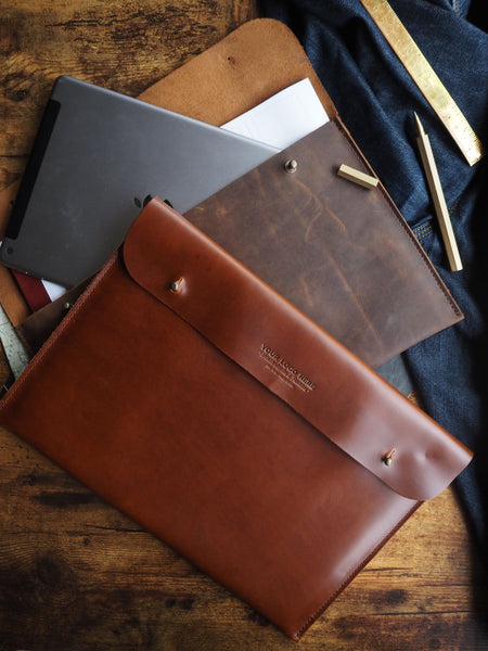 Custom Logo Leather Portfolio // iPad - Surface - Documents
