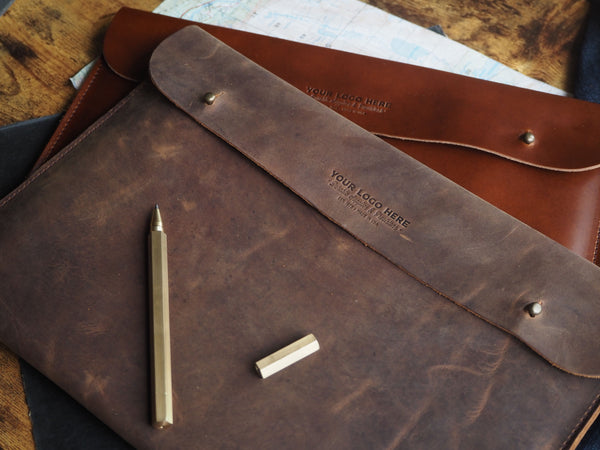 Custom Logo Leather Portfolio // iPad - Surface - Documents