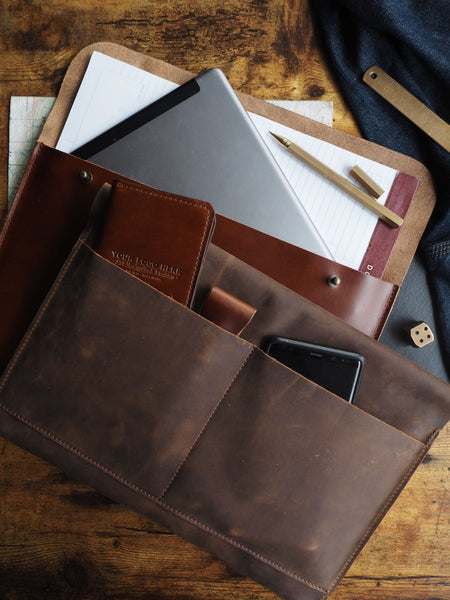 Custom Logo Leather Portfolio // iPad - Surface - Documents