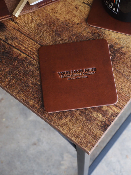 Custom Logo Leather Coasters