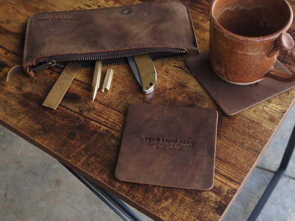 Custom Logo Leather Coasters