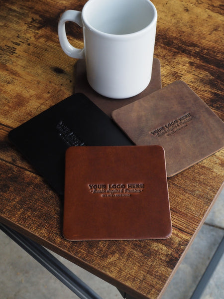 Custom Logo Leather Coasters