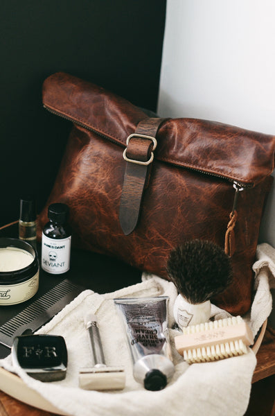 Leather Roll-Top Dopp Kit