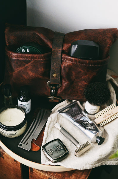 Leather Roll-Top Dopp Kit